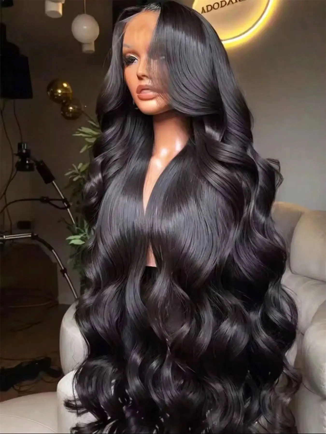 [26in=$31.34] 200% Density Glueless Body Wave Wig Synthetic Lace Front Wigs 13x4 HD Transparent Lace Frontal Wigs Heat-Resistant Hair Pre Plucked Hairline Natural Look Daily and Party Use