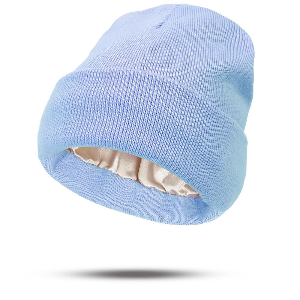 Satin Lined Knit Beanie, Soft Solid Color Winter Hat for Hair Protection, Keeps Hair Smooth & Warm, Stylish Unisex Beanie for Daily Wear, Perfect Christmas Gift