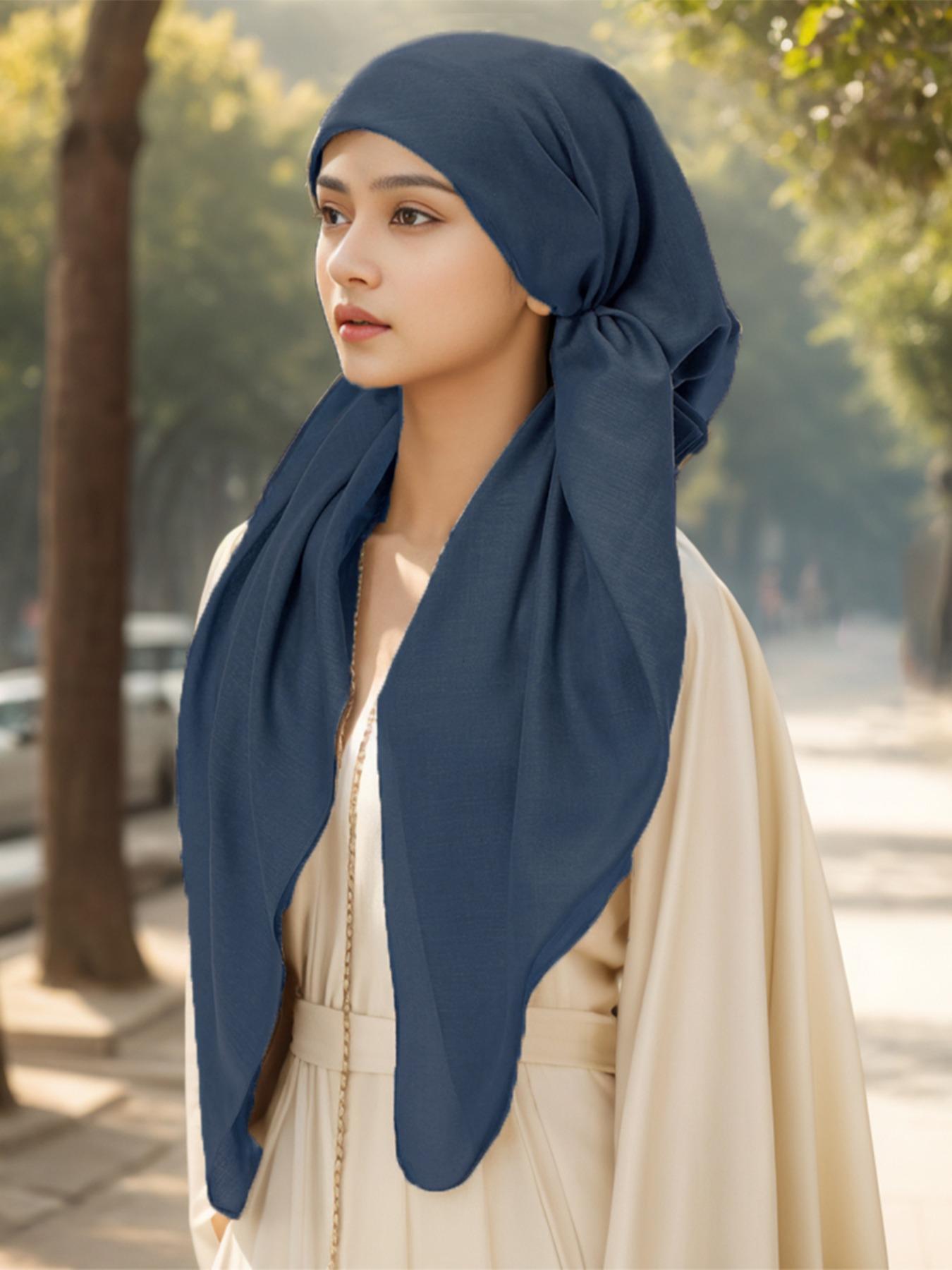 Women's Solid Color Instant Hijab, Stretchy Hijab, Elegant Minimalist Breathable Comfortable Hijab, Fashionable Soft Modesty Hijab for Women & Girls