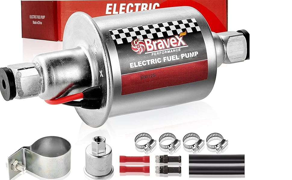 Fuel Pump - Inline fuel pump Low Pressure HEP-02A (2.5-4 PSI), 12V Fuel pump Fuel Pump 12v for Carburetor Lawn Mower Transfer Pump