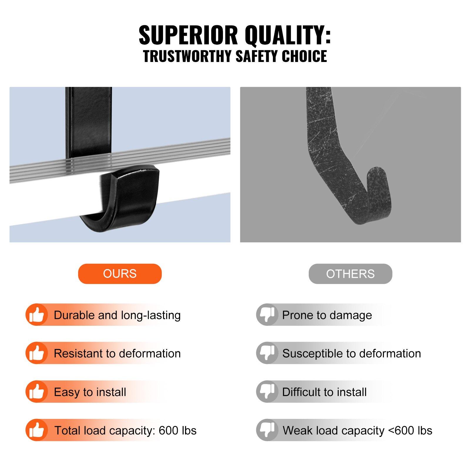 VEVOR Ladder Roof Hook, 2 Pack with Fixed Wheel & Swivel Bar, Wheel Heavy Duty Steel Ladder Stabilizer, Roof Ridge Extension for Damage Prevention, 600 lbs Weight Rating, Easy to Access Steep Roofs