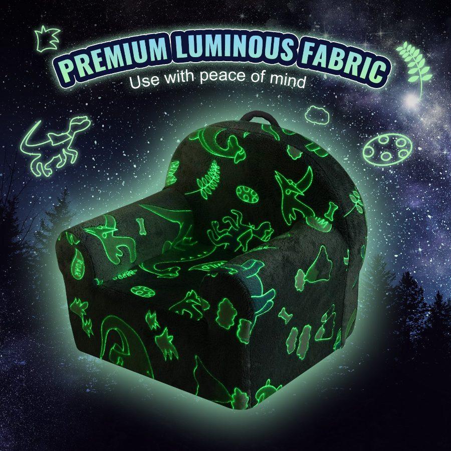 VEVOR Toddler Chair, Kids Armchair Comfy, Toddler Couch Sofa Bed Glow in The Dark, Kids Chair Seat Playroom Furniture for Kids Girls Boys, Grey