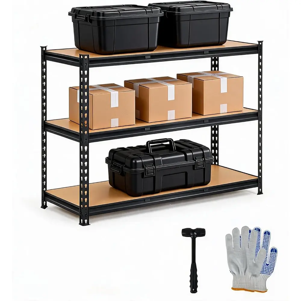 Heavy Duty Garage Shelving Units,3-Tier Adjustable Storage Shelves Loads 1320 LBS,Adjustable Garage Storage Shelving, Metal Storage Utility Rack Shelf Unit