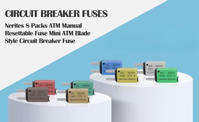 ATM, ATC, ATO Automotive Low-Profile Manual Reset Fuses Suitable For Marine, Truck, RV, SUV, and Motorcycle DC Fuse Kits Automotive Circuit Breaker Fuses Reset Fuses Assortment Kit