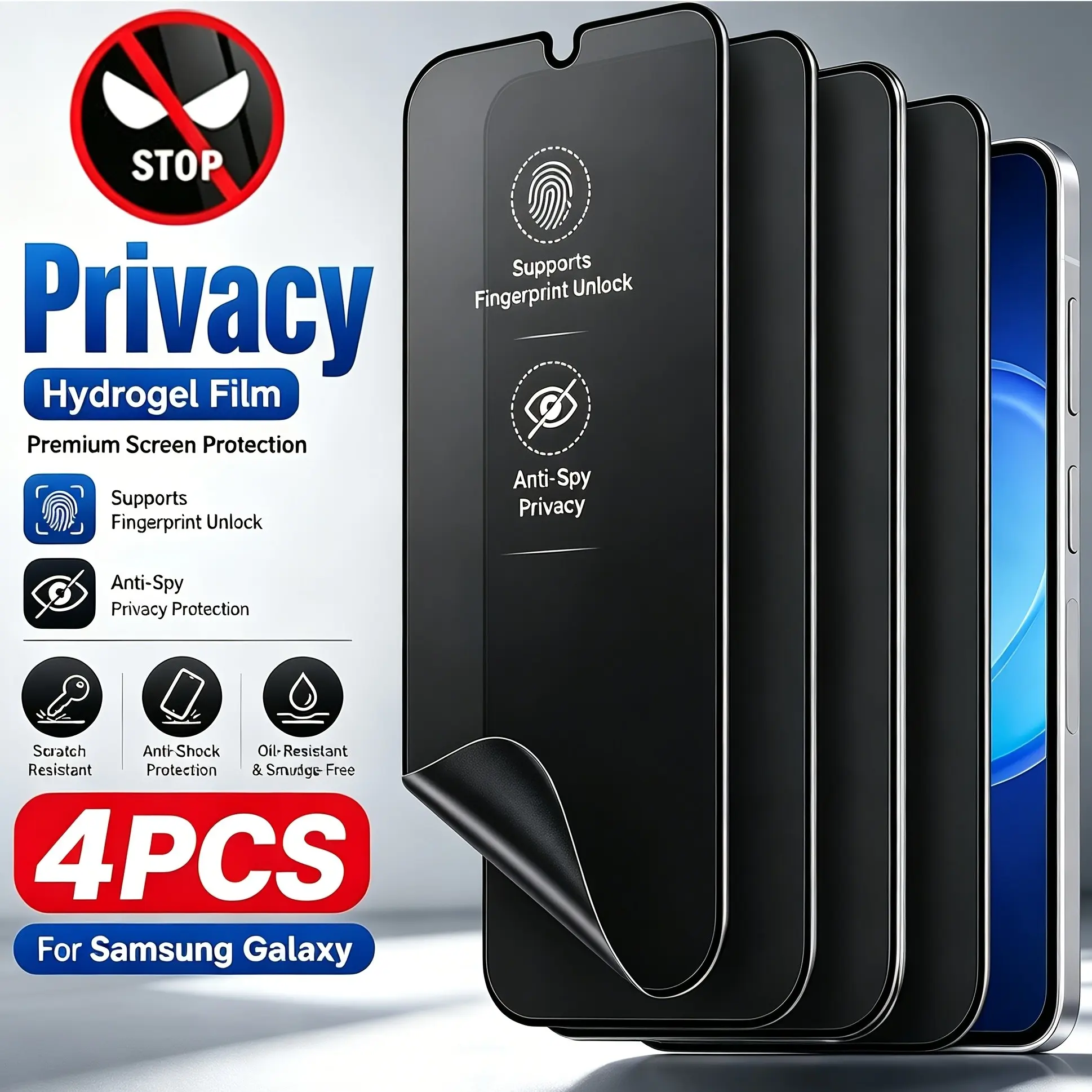 4 pcs Anti Spy Hydrogel Film For Samsung Galaxy S26 Ultra S25 Edge S24 S23 FE S22 S21 S20 Ultra Plus FE Screen Protector On Samsung Galaxy Note 20 Ultra Soft Privacy Hydrogel Screen Protector Film