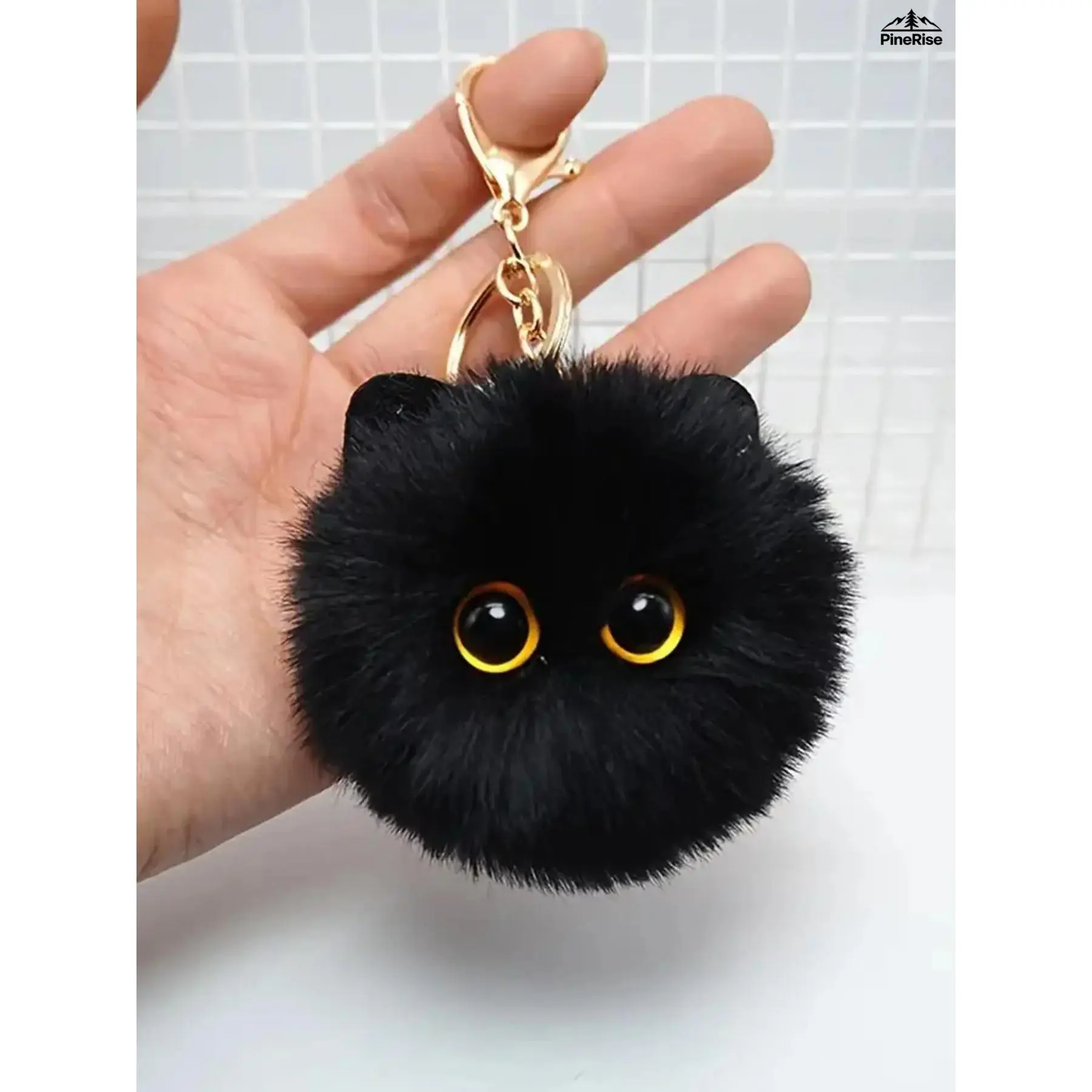 New Cute Cat Plush Pom Pom Keychain Kawaii Aesthetic Key Ring For Girls Women Backpack Handbag Decor Outdoor Daily Accessory Gift