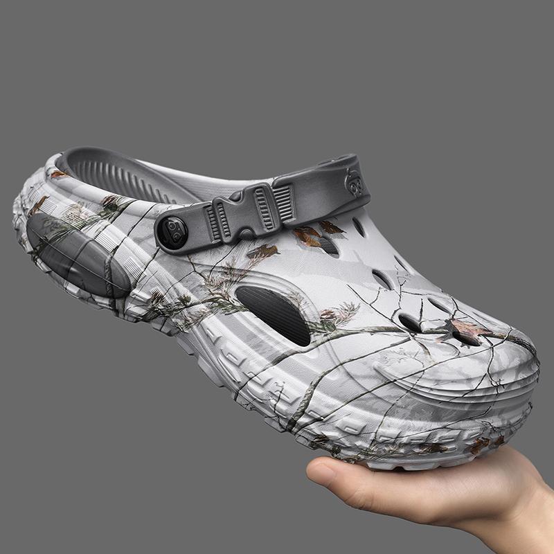 Men's Hollow Shoes Summer New Large Size Thick Sole Non-Slip Wear-Resistant Outdoor Casual Sports Slippers