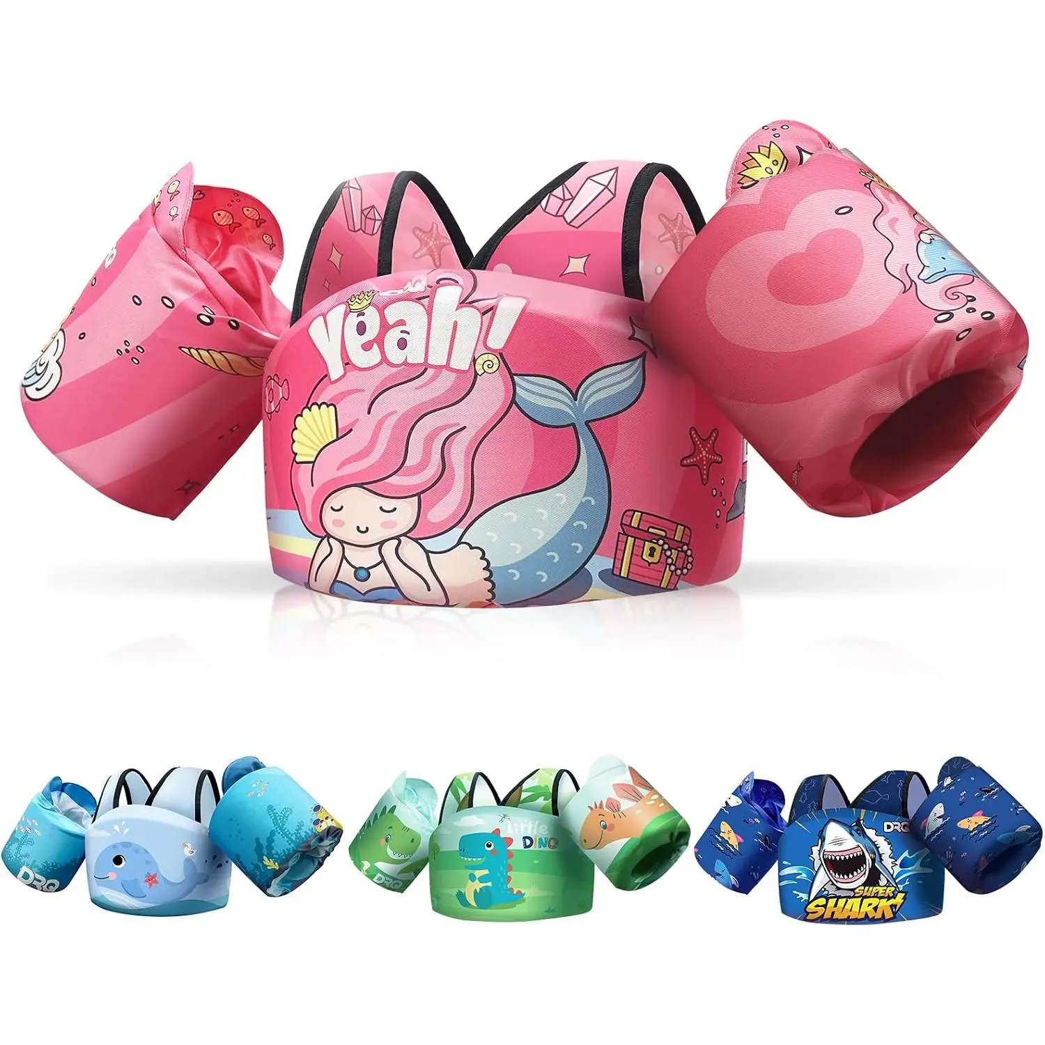 Toddler Swim Vest for Kids, Arm Floaties with Shoulder Harness & Dual Buckles, Swim Trainer for Learning to Swim, Pool & Beach