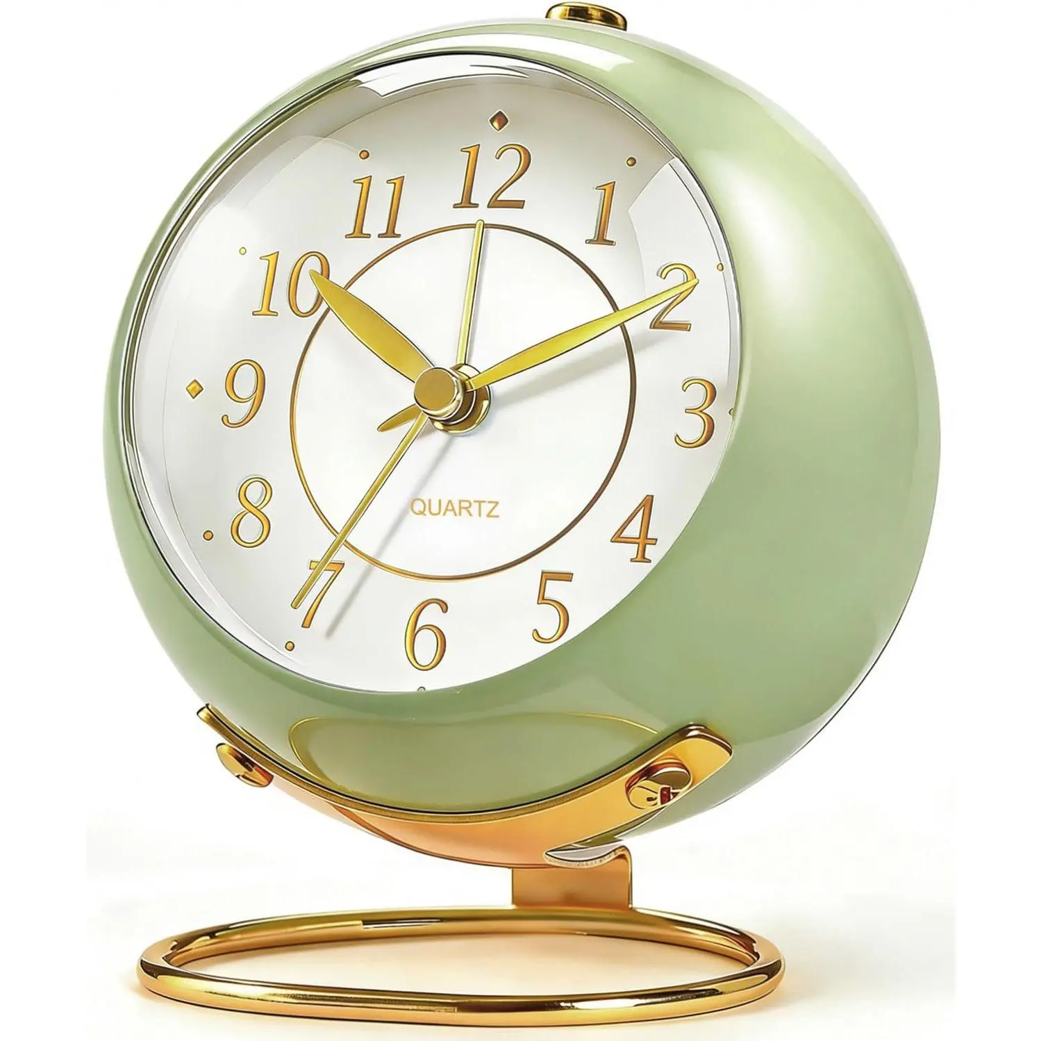 Glass Analog Alarm Clock - Silent Non-Ticking, Battery-Powered, Small Desk Clock with Night Light for Bedroom, Travel, Home Decor