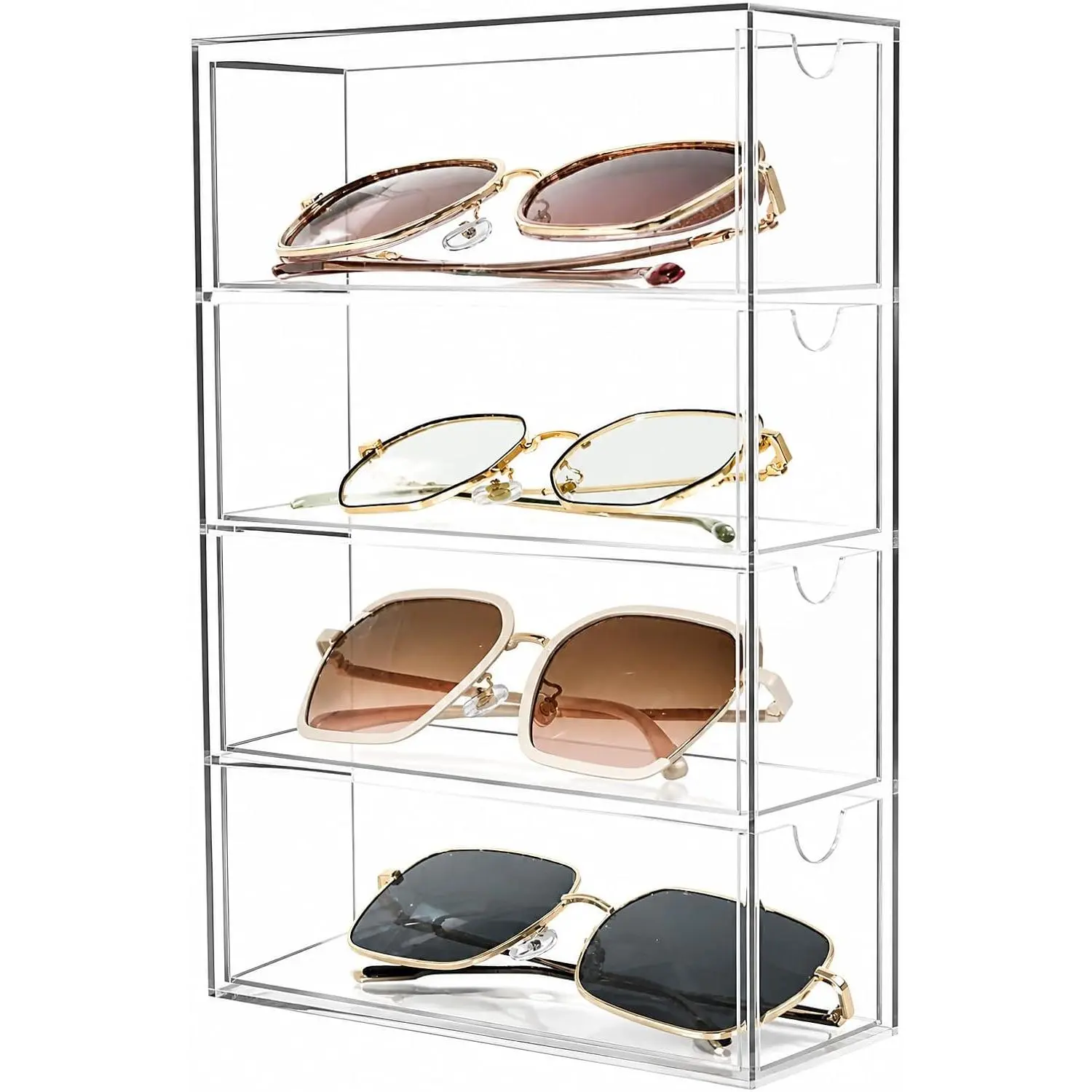 Clear Plastic Organizer, Transparent Glasses Holder Storage Drawers, Sunglass Case Glasses Display Stand,  Organizers for Organizing Eyeglass, Hair Ties, Accessories
