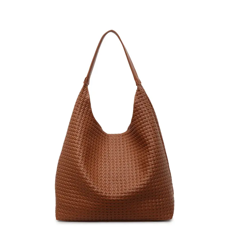 Woven Hobo Bag For Women Slouchy Shoulder Tote Minimalist Old Money Aesthetic Large Capacity Everyday Purse Casual Street Style Soft Faux Leather Handbag Work Commute Essential Clean Girl Vibe
