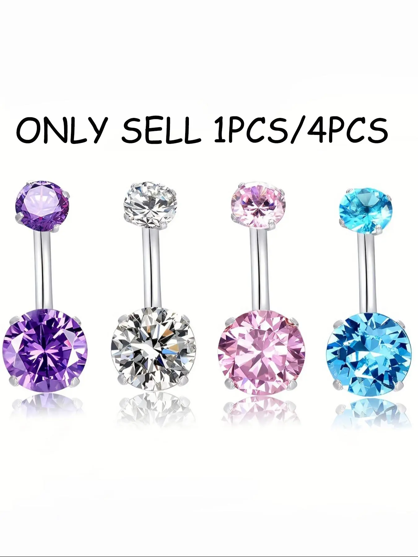 14G Surgical Stainless Steel Double Round CZ Belly Button Rings, Multicolor Crystal Navel Piercing Jewelry, Hypoallergenic Curved Barbell Belly Rings for Women