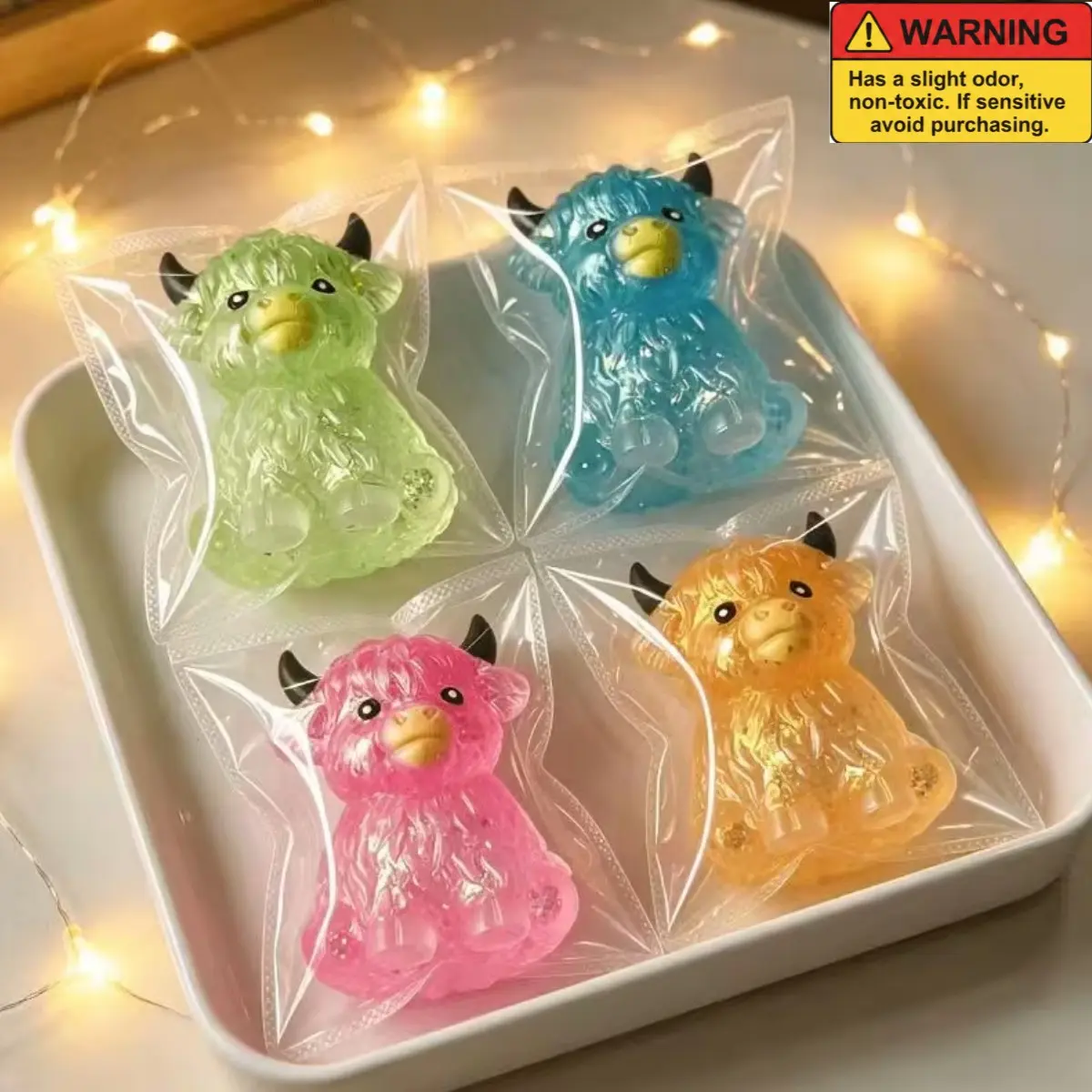 Glitter Highland Cow Squishy Fidget Toy, Squishy Highland Cow Decor, Cute Sensory Squeeze Toy, Soft Slow Rising Stress Relief Ball, Anxiety Relief Desk Decor Birthday Party Favors, Office Leisure, Cat & Dog Toys, Soft Sensory Squishies (Random Color)