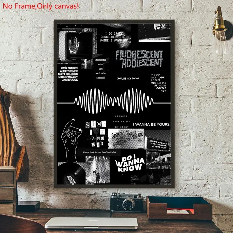 1 piece/set frameless canvas painting print poster, Classic Character Album art，Arctic Monkeys Collage ，a perfect gift for Music loves, ideal gift for bedroom, living room, dorm hallway, kitchen, mural, wall decoration, room decor
