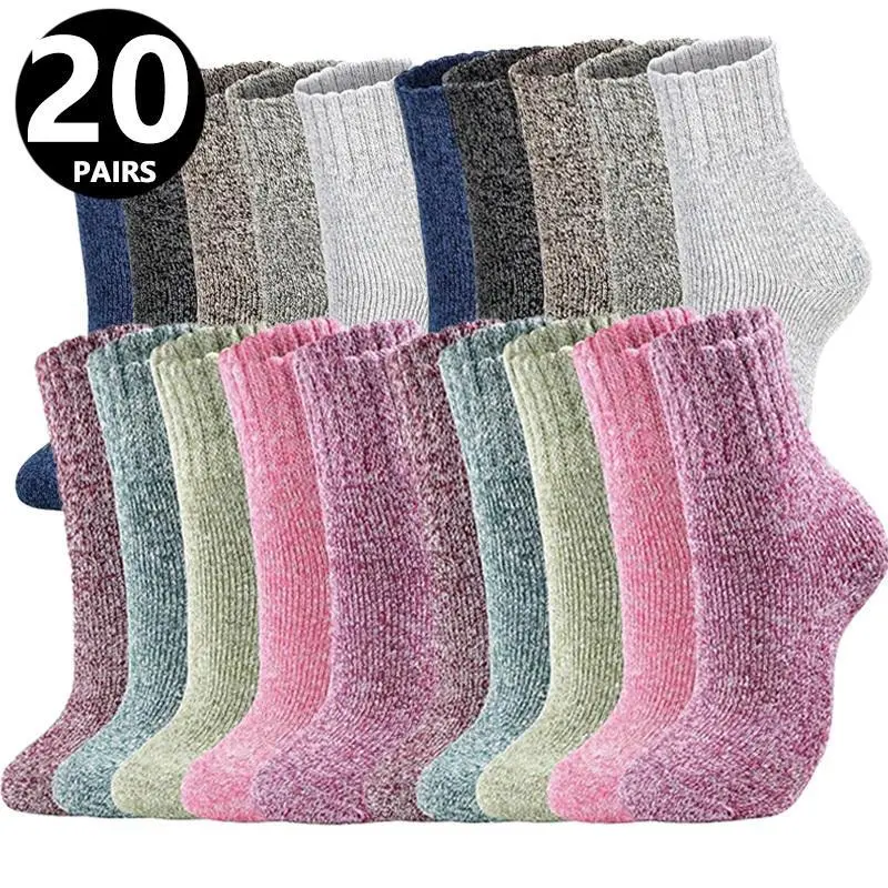 5/20 Pairs Women's Winter Socks, Cozy Crew Socks with Stretch Fit for Cold Weather Daily Wear, Assorted Colors for Home Office Travel School and Outdoor Activities, Soft Comfortable Casual Style, Warm Socks, Crew Socks, Everyday Socks sohochic