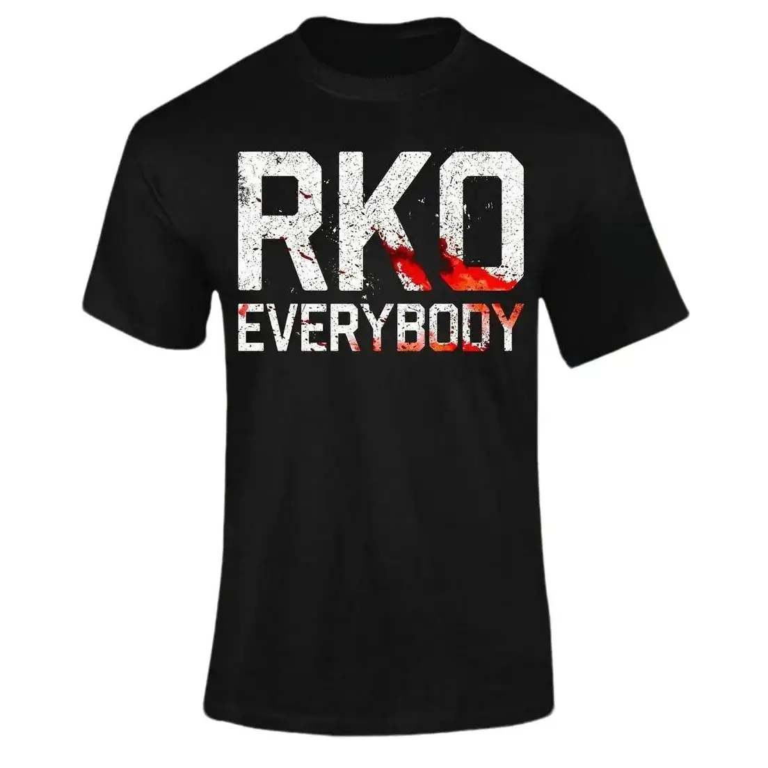 RKO Everybody Vintage Distressed Blood Splash Men's T-Shirt Wrestling Legend Graphic Casual Crew Neck Short Sleeve Fan Tee