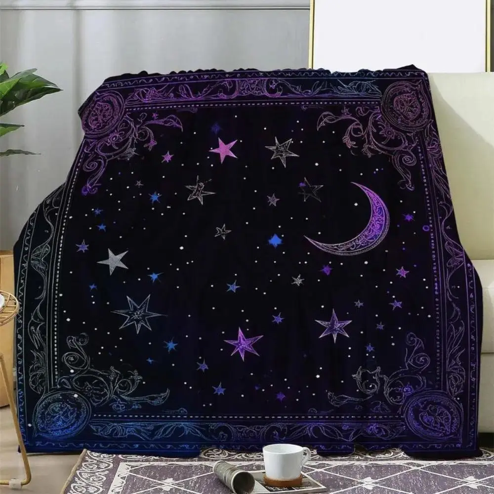 Kids Vintage Night Sky Printed Stars Flannel Throw Blanket - 30*40in (Infant Size 76*101cm), Multi-Size Option, Soft Cozy Breathable Wrinkle-Resistant All-Season Cooling, Sofa Bed Accessory, Birthday Gift for Teens Friends