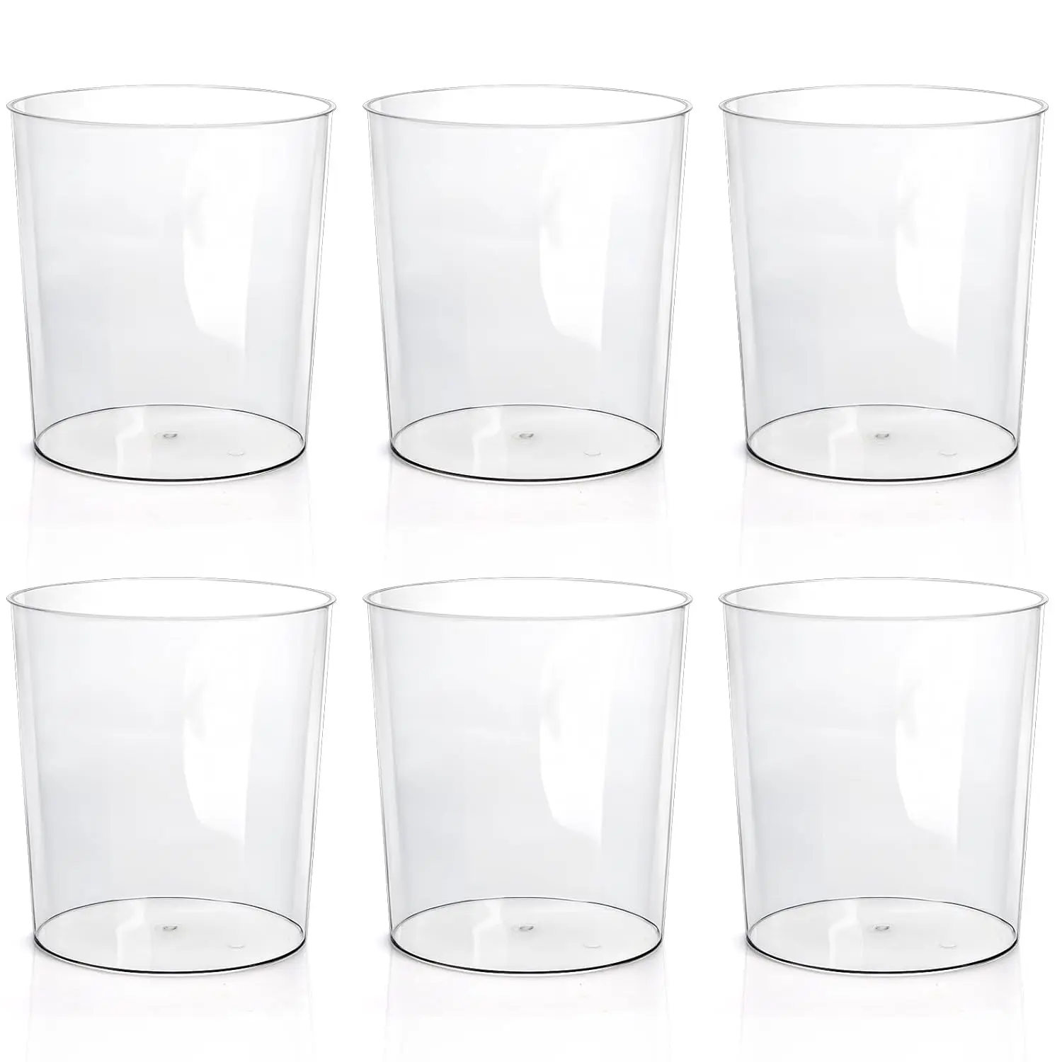 6 Pack Clear Round Plastic Waste Baskets, BPA-Free Trash Can Bin for Bathroom, Kitchen, Office, Home, 8"x7.5"x6.4"