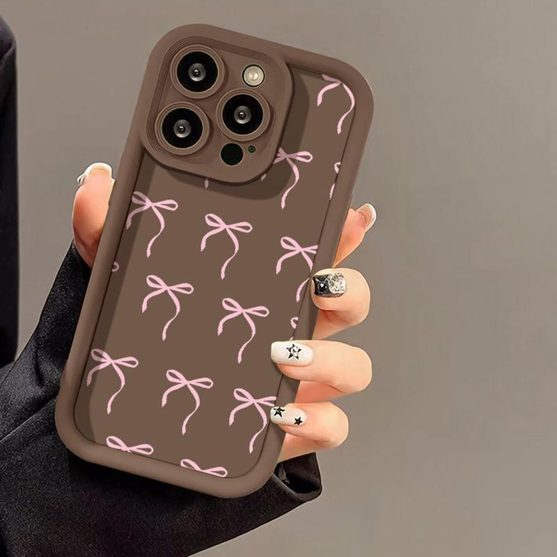 Bowknot Pattern Phone Case Casing, Cute Anti-drop Cellphone Protective Case, Total Protective Shockproof Mobile Phone Cover for iPhone 11 12 13 14 15 16 Pro Max/Pro/Plus