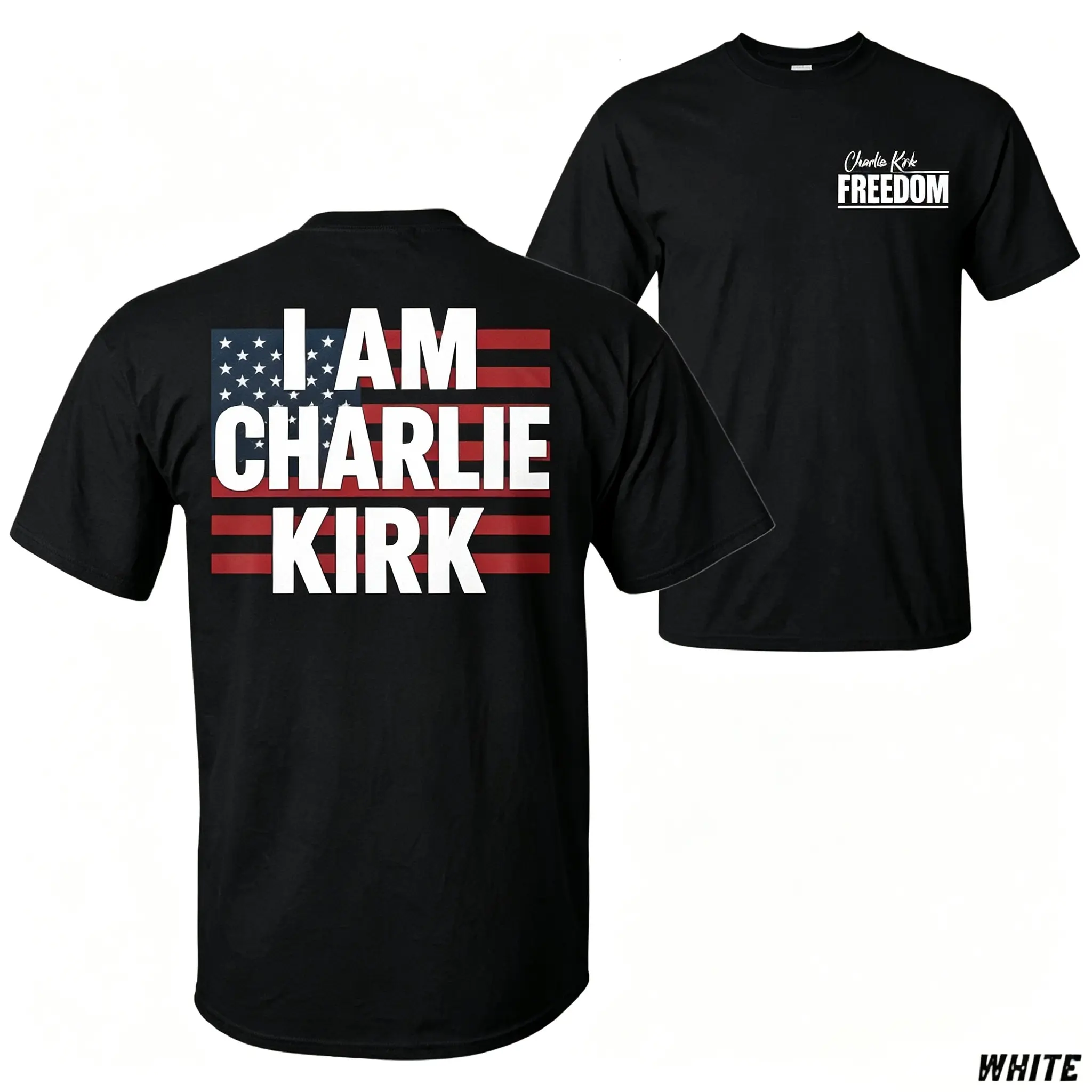 Unisex Fitted Cotton Short-Sleeve Casual T-Shirt, Garment-Dyed Heavyweight, Conservative Christian Themed, Profits Donated to Turning Point USA (I Am Charlie Kirk) - KitchenEra