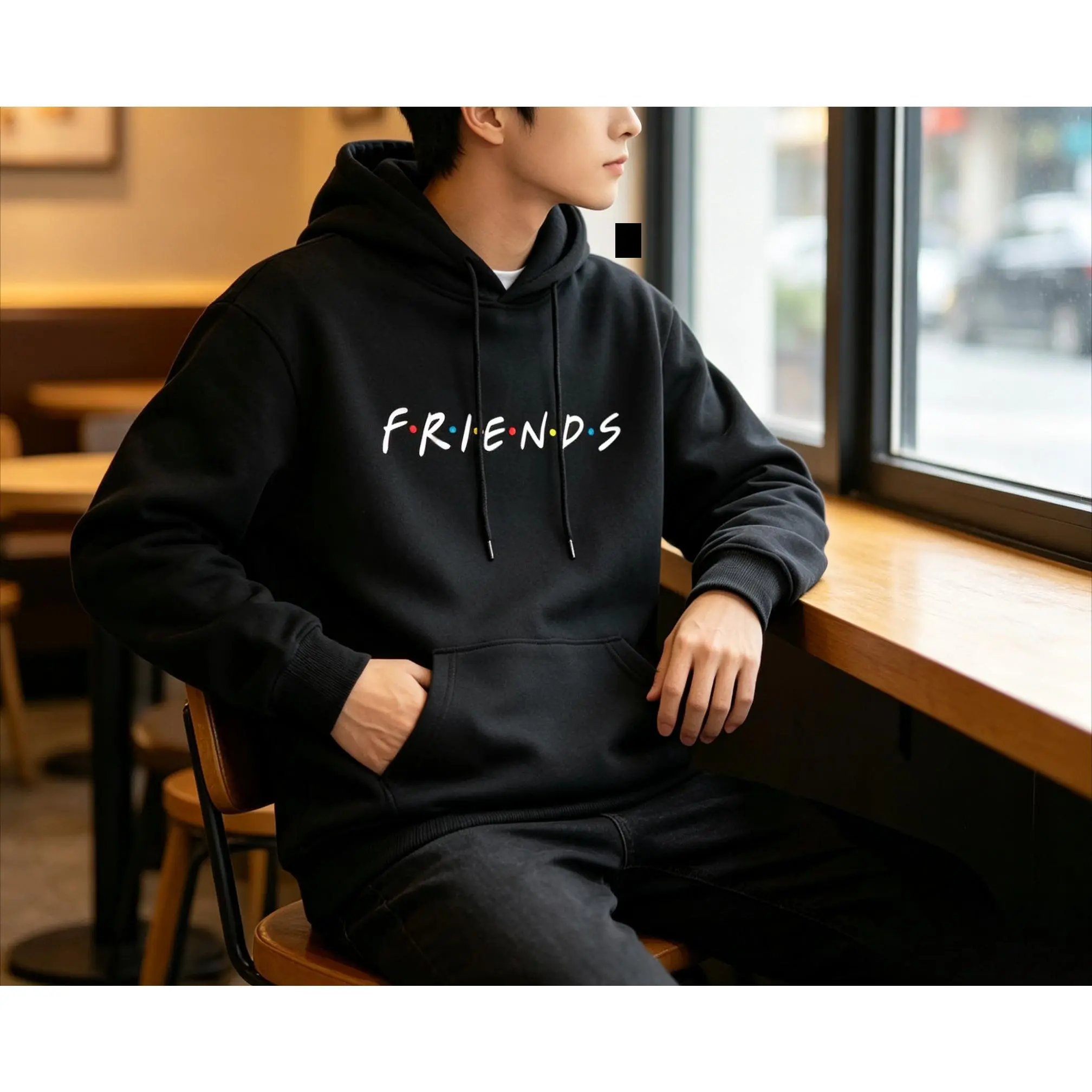 Unisex Printed Lettering Solid Color Hooded Sweatshirt - Stylish Loose-Casual Street Academic Tops for Men and Women