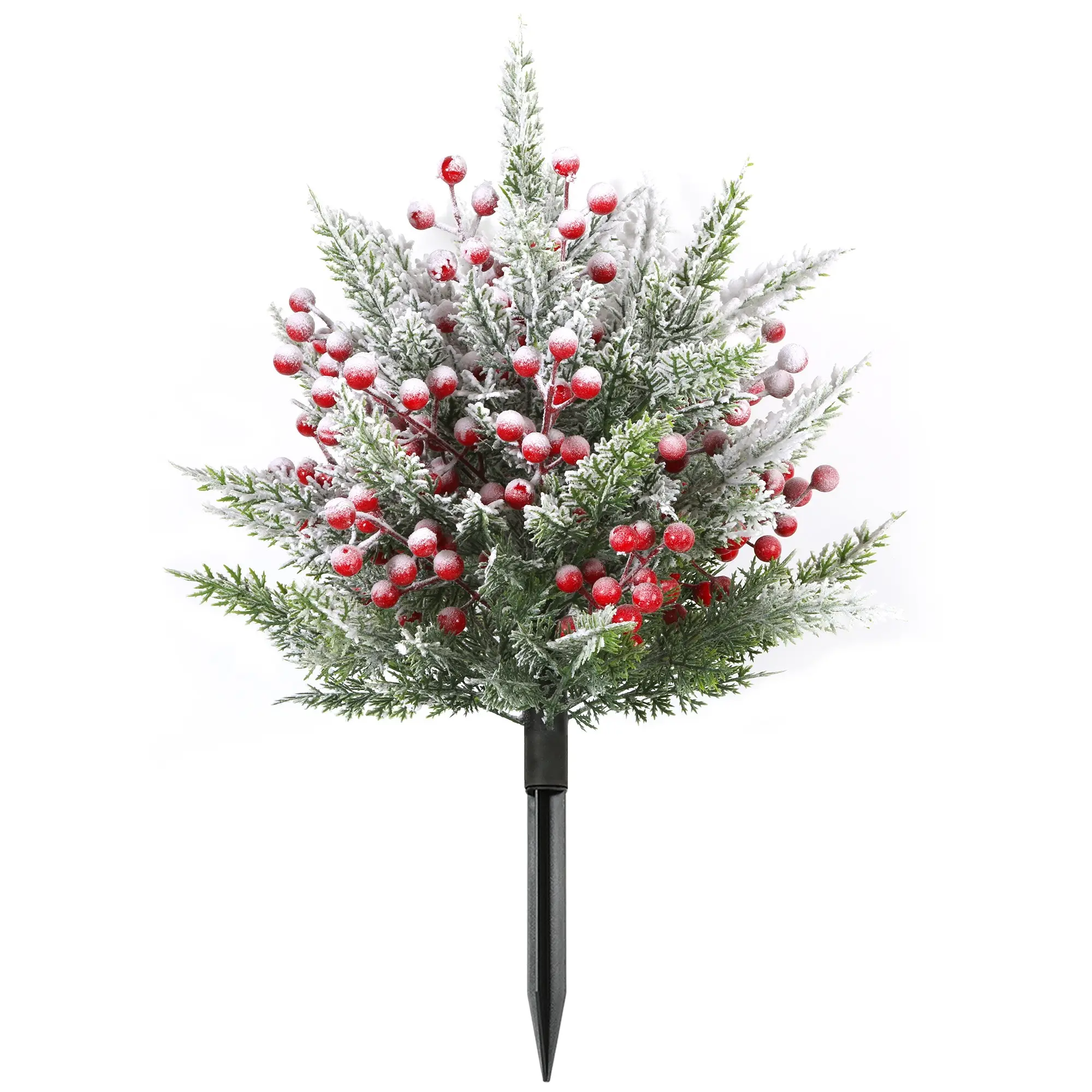 Christmas Decoration Outdoor Versatile Artificial Cedar Tree Planter, Pine Cone and Berry Decor, for Front Porch Garden Cemetery Terrace