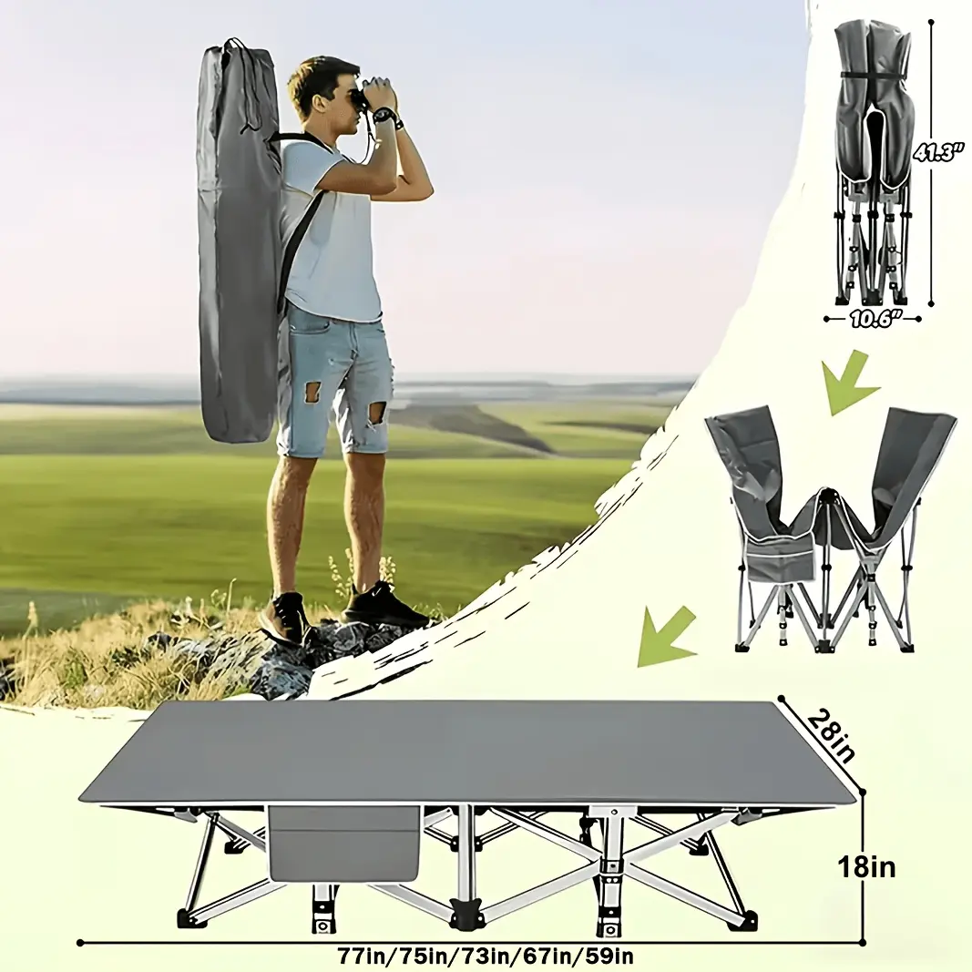75-Inch [Comfortable Folding Camping Bed], Extra Large And Thickened Folding Bed with Mattress, Camping Bed, Portable Guest Bed, Ergonomically Designed Sturdy Frame, Ideal Patio Sofa Camping Bed, Load-Bearing Capacity