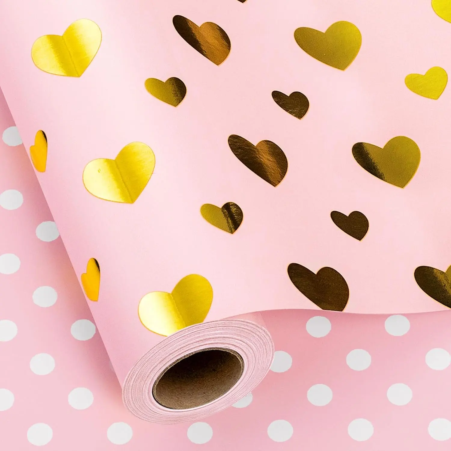 Wedding Wrapping Paper,  Heart  Wrapping Paper, Reversible Love-Themed Girl  Wrap for Anniversary Birthday Valentine's Day Mother's Day Christmas(17 Inch X 33 )
