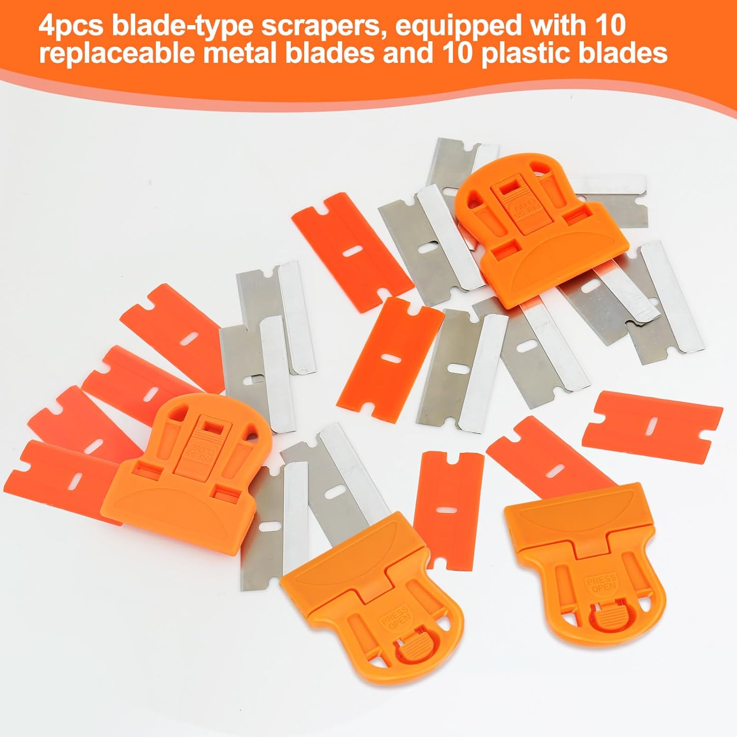 -4 Pcs Mini Plastic Razor Scraper Tool-Suitable for Cleaning Windows and Glass Stoves-Equipped with 20 . -4 Pcs Mini Plastic Razor Scraper Tool-Suitable for Cleaning Windows and Glass Stoves-Equipped with 20 .