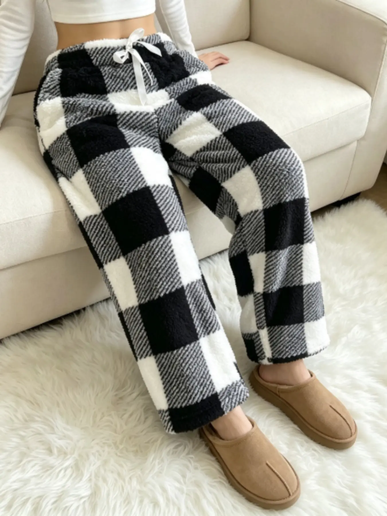 Casual Plaid Sleep Pants, Loose-Fitting Pyjama Bottoms for Fall & Winter, Comfortable Unlined Design, Ideal for Relaxing at Home, Loungewear