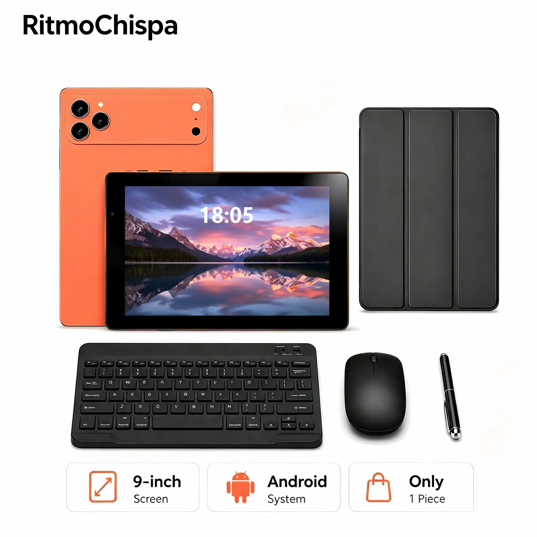 9 Inch Android Electronic Tablet, 16GB Storage, SIM & TF Card Slots, Comes with Keyboard, Mouse, Protective Case and USB Charging Cable, Portable Tablet for Study and Entertainment