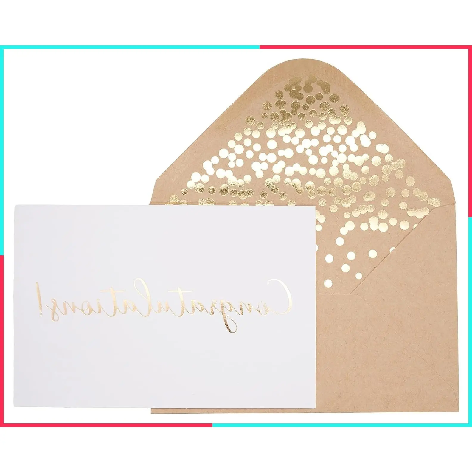 50 Pack Congratulations Cards – Elegant Greeting Cards with Gold Foil Embossed Lettering – For Engagement, Graduation, Wedding – 52 Kraft Envelopes Included – 4" x 6" – White