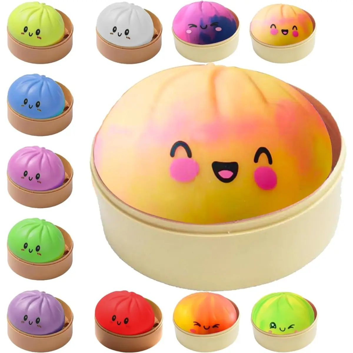 Glitter Dumpling Squishy with Box, Soft Sensory Squeeze Toy for Stress Relief, Mystery Glitter Dumplings, Decompression Dough