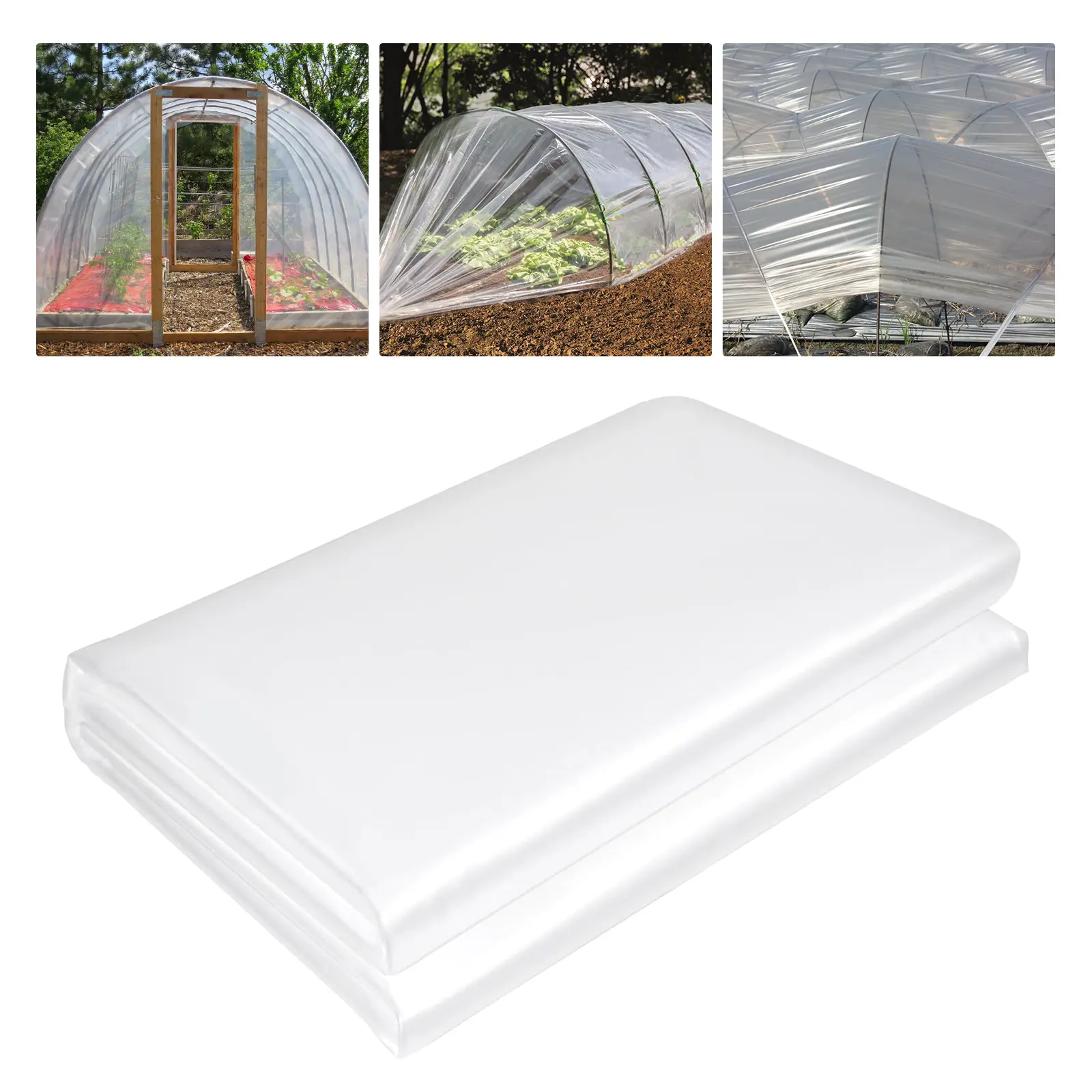 6 Mil Clear Greenhouse Plastic Sheeting – UV Resistant Heavy Duty Polyethylene Film for Plant Protection, Outdoor Farming & Gardening, Multi-Use Transparent Tarp, Drop Cloth – Multiple Sizes