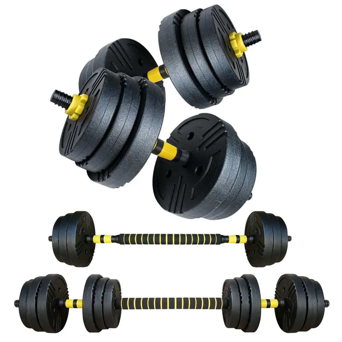 Adjustable Dumbbell 45LBS Free Weight Set with Connectors Multi Functional Barbell Dumbbell Push Up Bar & Weight Plates for Home Gym Fitness Workout Strength Training for Men Women