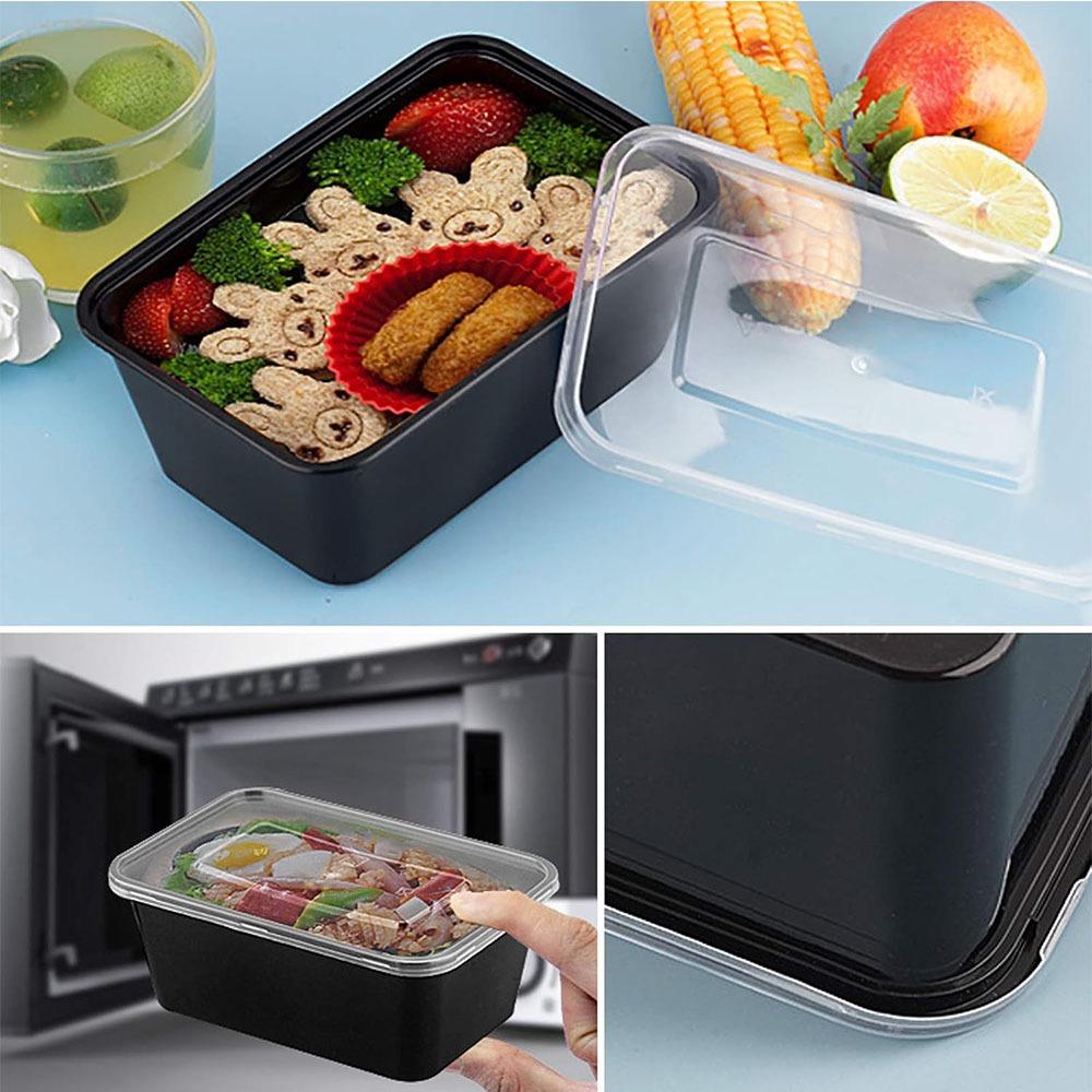 50-Pack Leak-Proof Rectangular Bento Boxes with Lids, Reusable Plastic Food Storage Containers, Stackable Design, Easy Kitchen Organization, Food Storage Set, Reusable Snack Containers