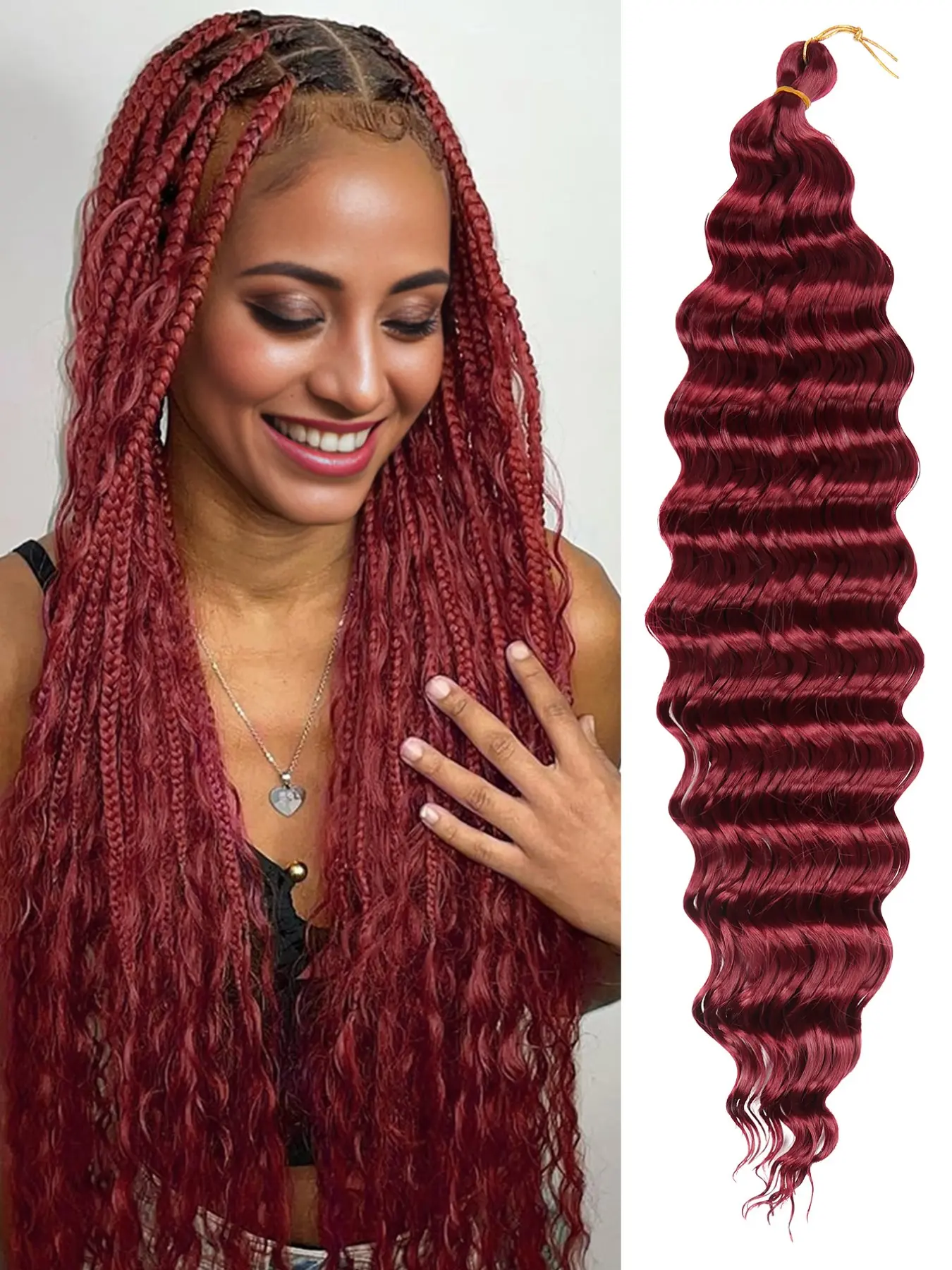 20/22/30 inch Black Soft Ocean Wave Crochet Hair Deep Wave Twist Crochet Hair Extensions Curly Braiding Hair 1 packs Long Wavy Water Wave Braids For Women Synthetic Boho Braids Synthetic Crochet Braid Hair (20/22/30 inch, 1B)