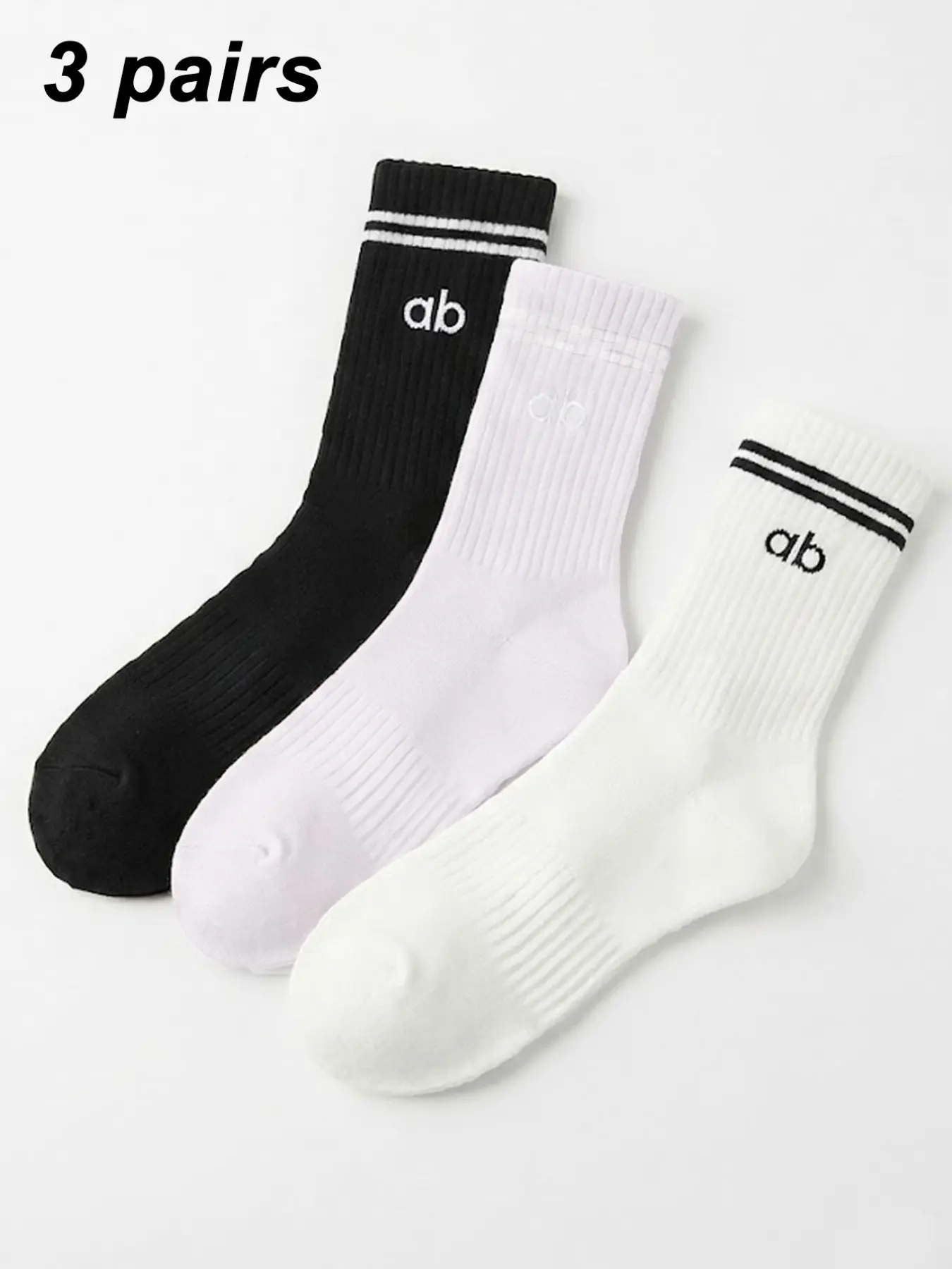 Women's Striped Solid Color Mid-Calf Socks, Sweat-Wicking Breathable Sports Socks, Ideal for Daily Wear, Sports, Back-To-School Season