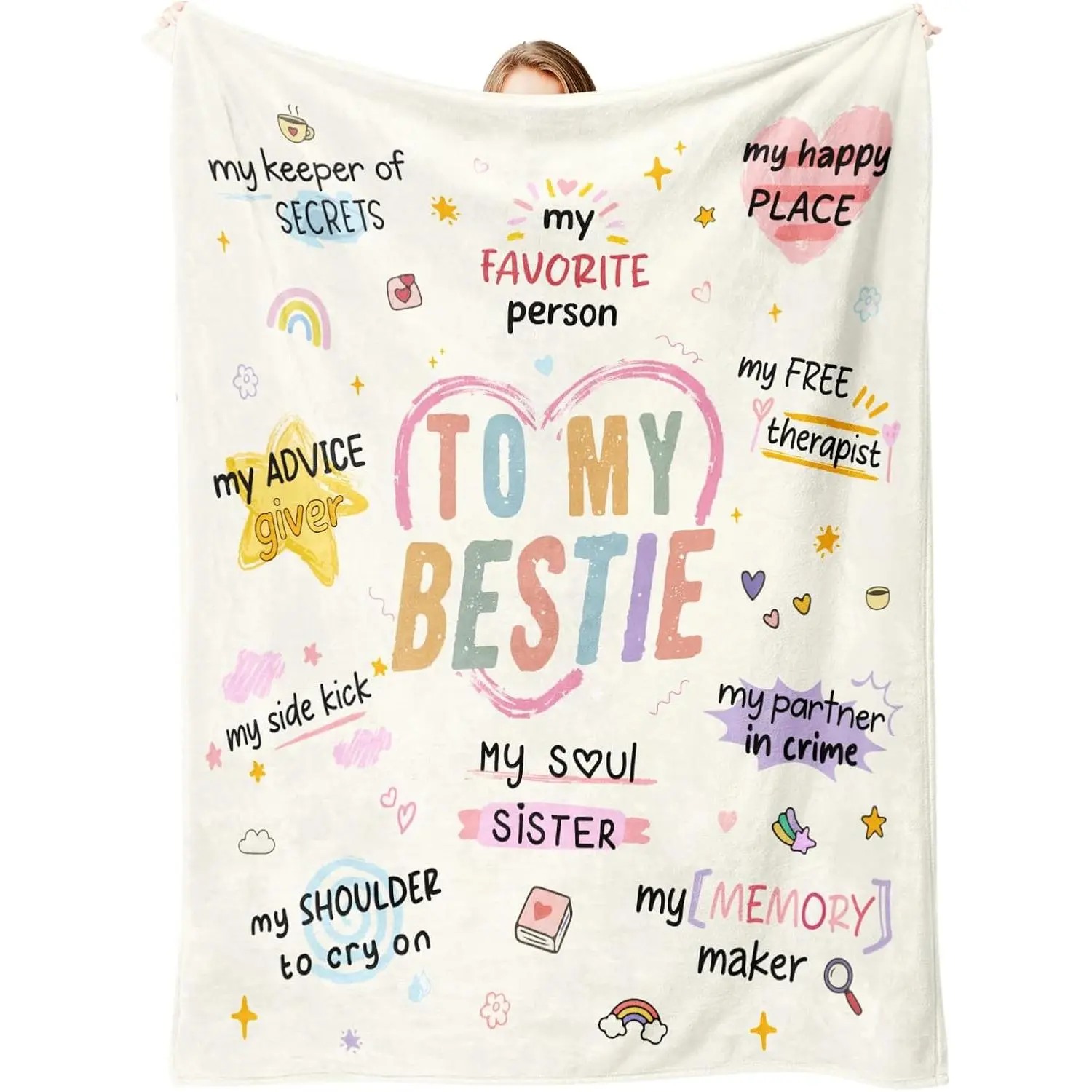 Best Friend Birthday Gifts for Women, Best Friends Blanket, Bestie Gifts for Women, Friendship Gift for Woman, BFF - Soul Sister Gift for Woman, Throw Besties Blanket 60"x50" Inches