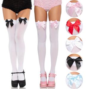 Women's Satin Bow Accent Thigh Highs Women's Satin Bow Accent Thigh Highs