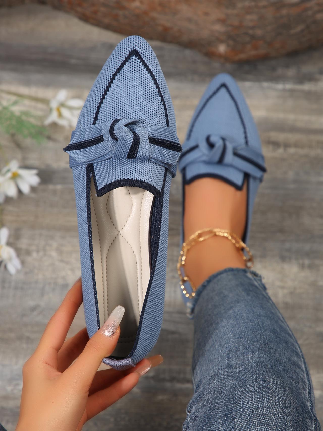 Women's Elegant Ballet Flats - Pointed Toe Slip-On Loafers, Breathable Lightweight Walking Shoes for Women, Non-Slip Flexible Sole, Printed Design, Comfortable Modern Dress Shoes for Work & Travel