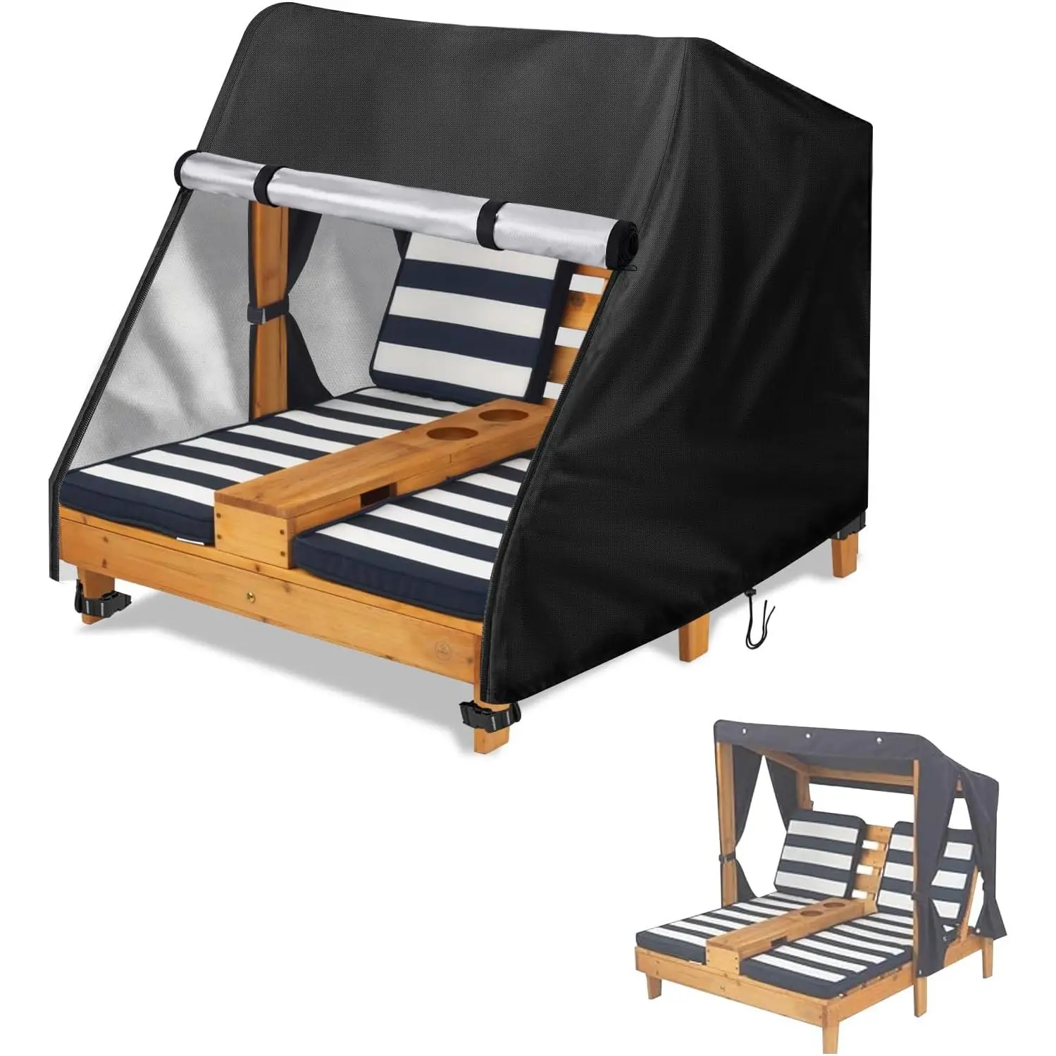 Outdoor Chaise Lounge Cover for KidKraft Wooden Double Chaise Lounge,  Patio Furniture Covers for Lounge Chair - 34"L x 37"W x 34"H(Cover Only)