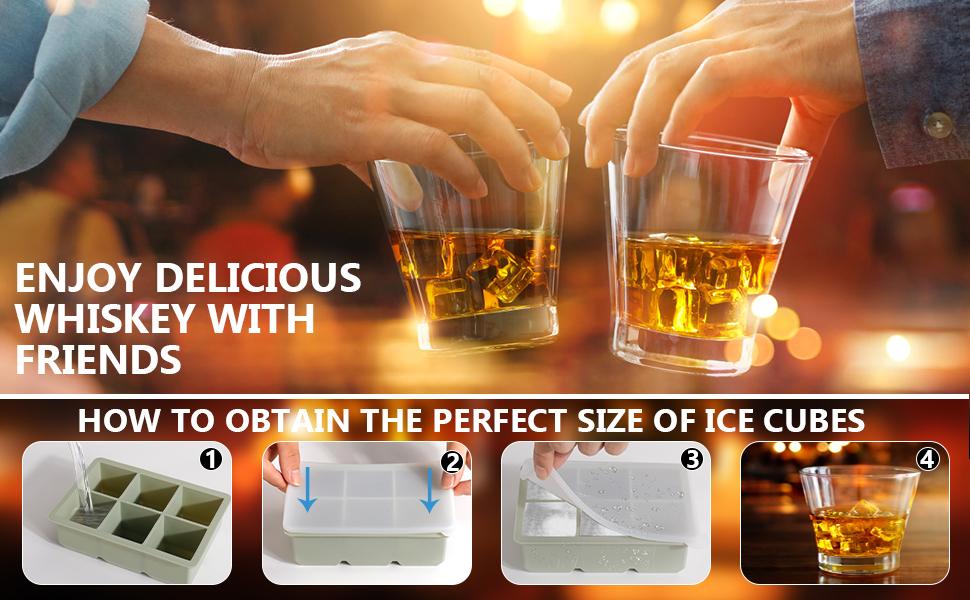 Silicone Ice Cube Trays 3 Pack - Large Size Silicone Ice Cube Molds with Leak Proof Removable Lid Square Ice Cube Tray And BPA Free for Cocktail,Whiskey, Stackable Flexible Ice