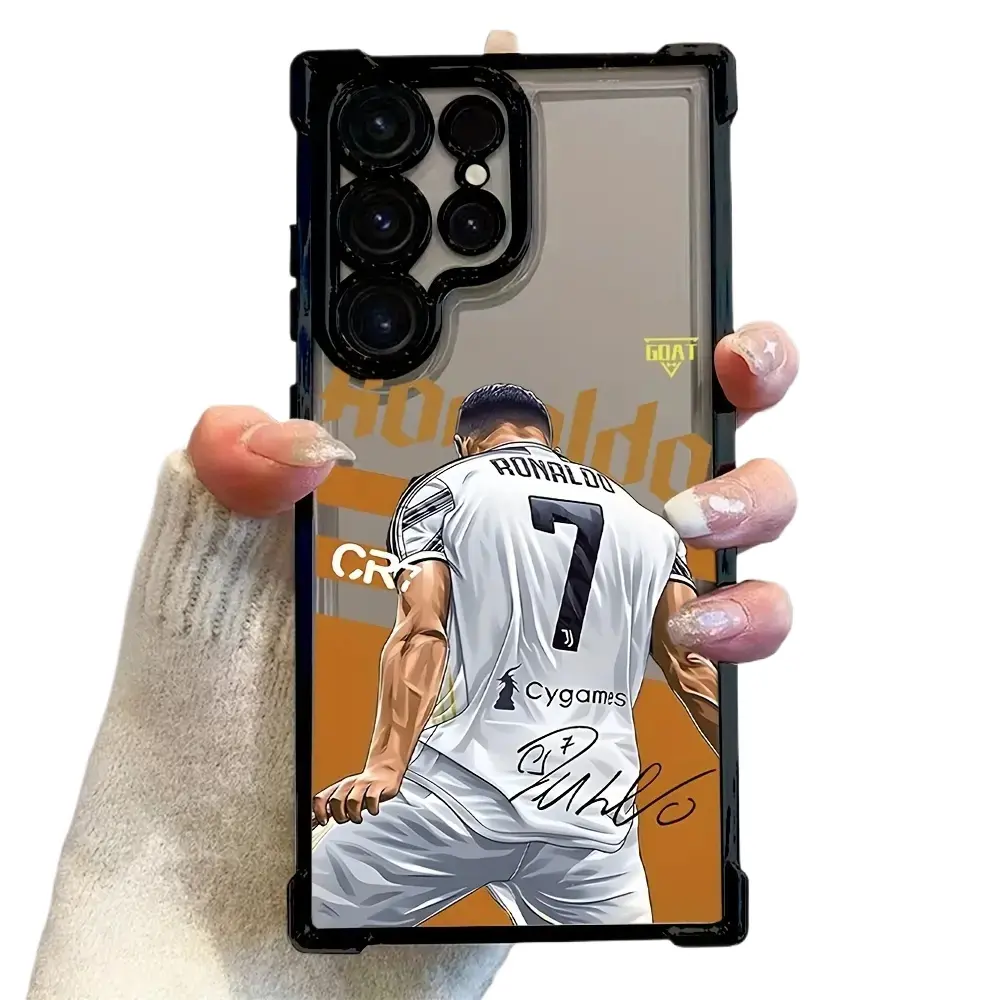 Chic Exclusive Custom C-Cr7 Football Smartphone Case - Heavy Duty Protection, Shockproof Transparent Soft Back Cover for Samsung Galaxy Series (S25, S24, S23, S22 FE Ultra Plus Edge) Mobile Phone Accessories