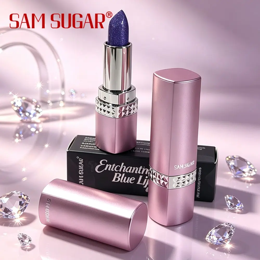 Enchantress Blue Lipstick — Color Changing Lipstick Blue to Pink, pH Reactive Magic Lip Tint, Long-Lasting Waterproof Metallic Glitter Lipstick, 3.5g