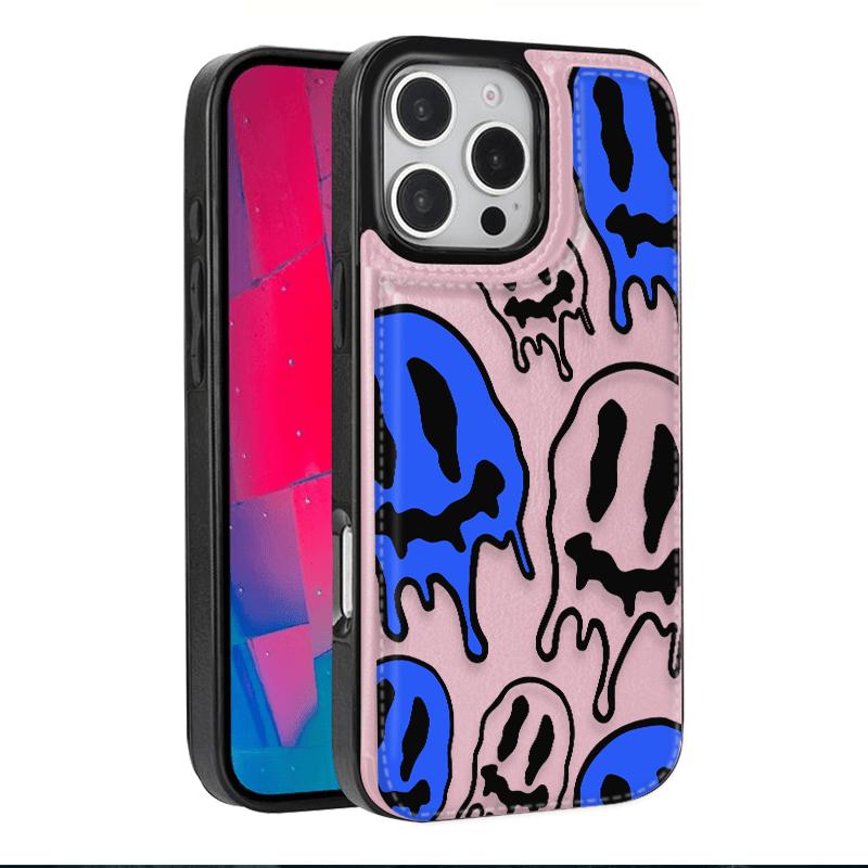 Phone Case: Fun emoji design, functional phone protective case with built-in card slots, can hold bank cards, transportation cards, and various other cards, making it an ideal birthday gift. Suitable for iPhone 17/16/15/14/13/12.