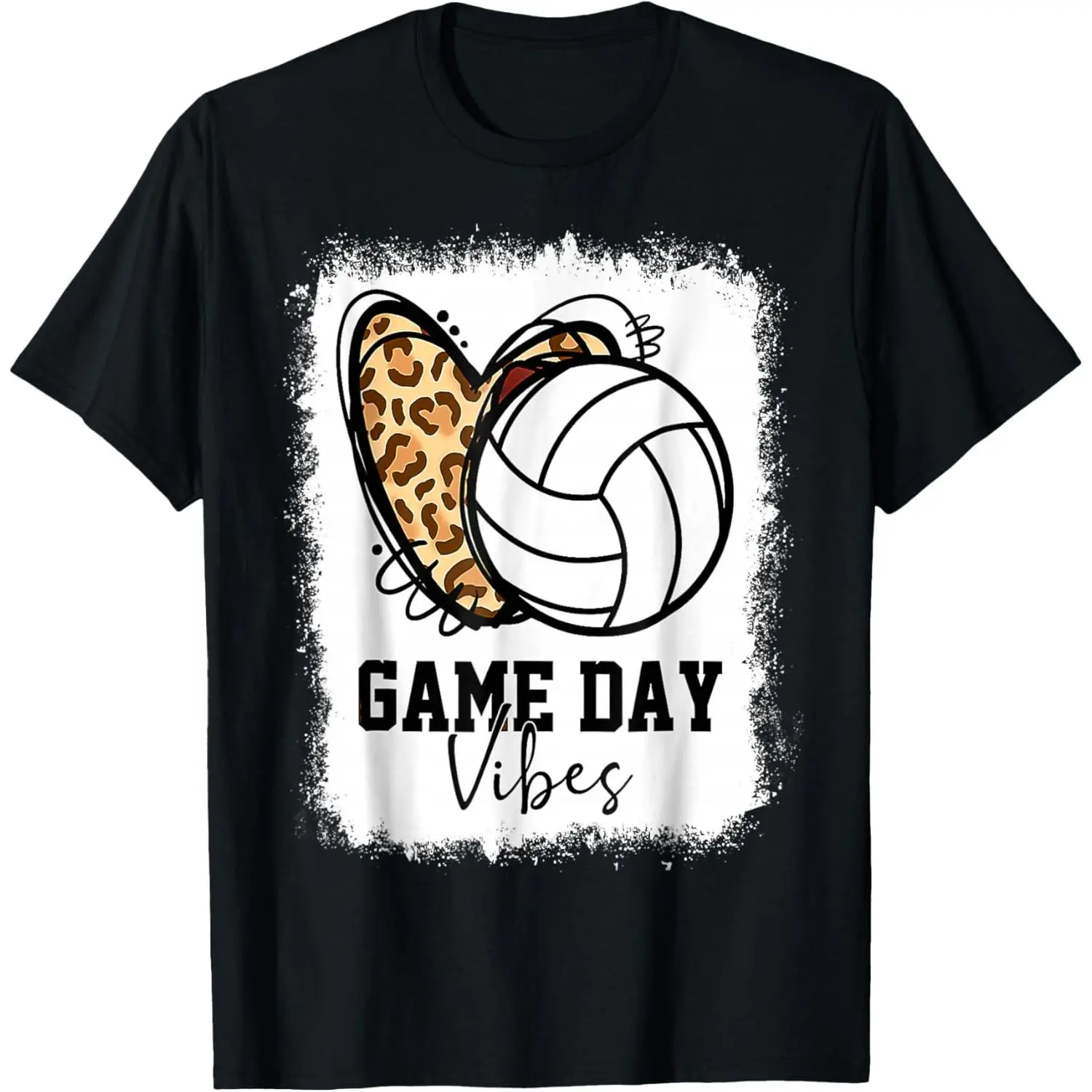 Bleached Volleyball Game Day Vibes Volleyball Mom Game Day T-Shirt