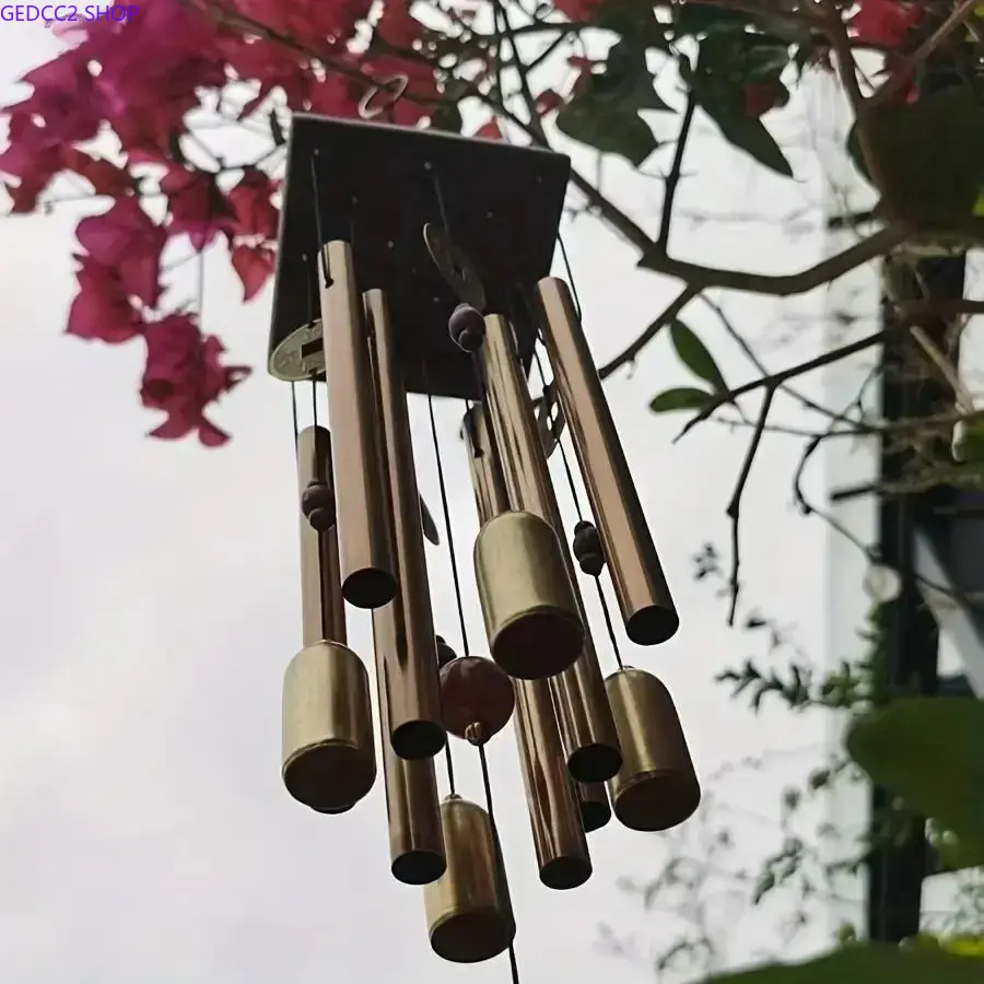 Antique Copper Bell Wind Chime, Rust-Resistant Aluminum Alloy Metal Chime with Natural Melodic Sound, Vintage Decor for Garden Yard Patio & Home