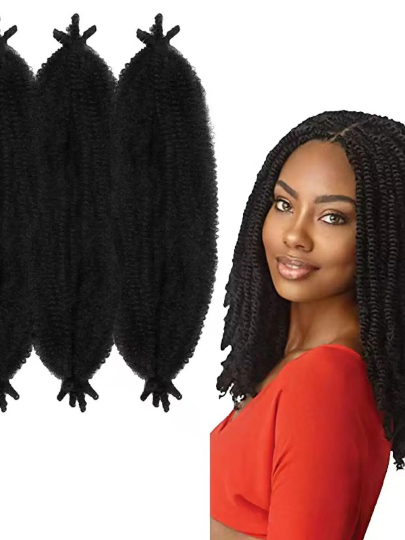 3-Pack Spring Afro Twist Hair, Marley Twist Braiding Hair, Cuban Twist Hair, Pre-Stretched for Soft Locs, Medium Length for Women