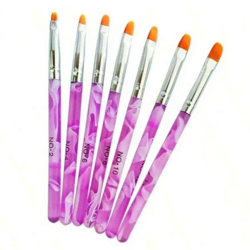 Landot 7 Pcs Gel Nail Brush Set, UV Gel Nail Painting Brushes, Nail Art Brush Pen Set for Acrylic Application, Essential Nail Care Tools
